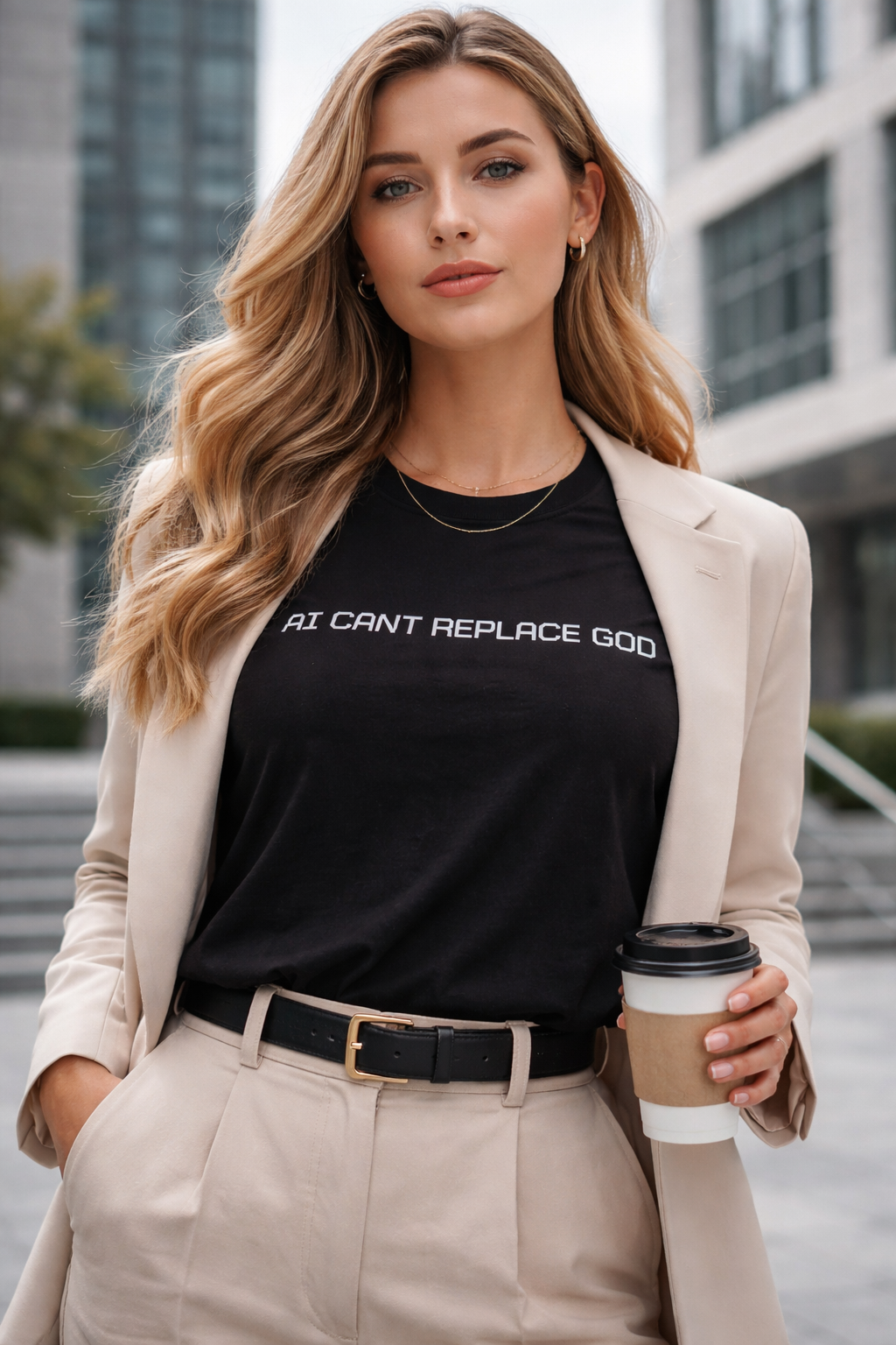 AI Can't Replace God / shirt sleeve 100% cotton t-shirt