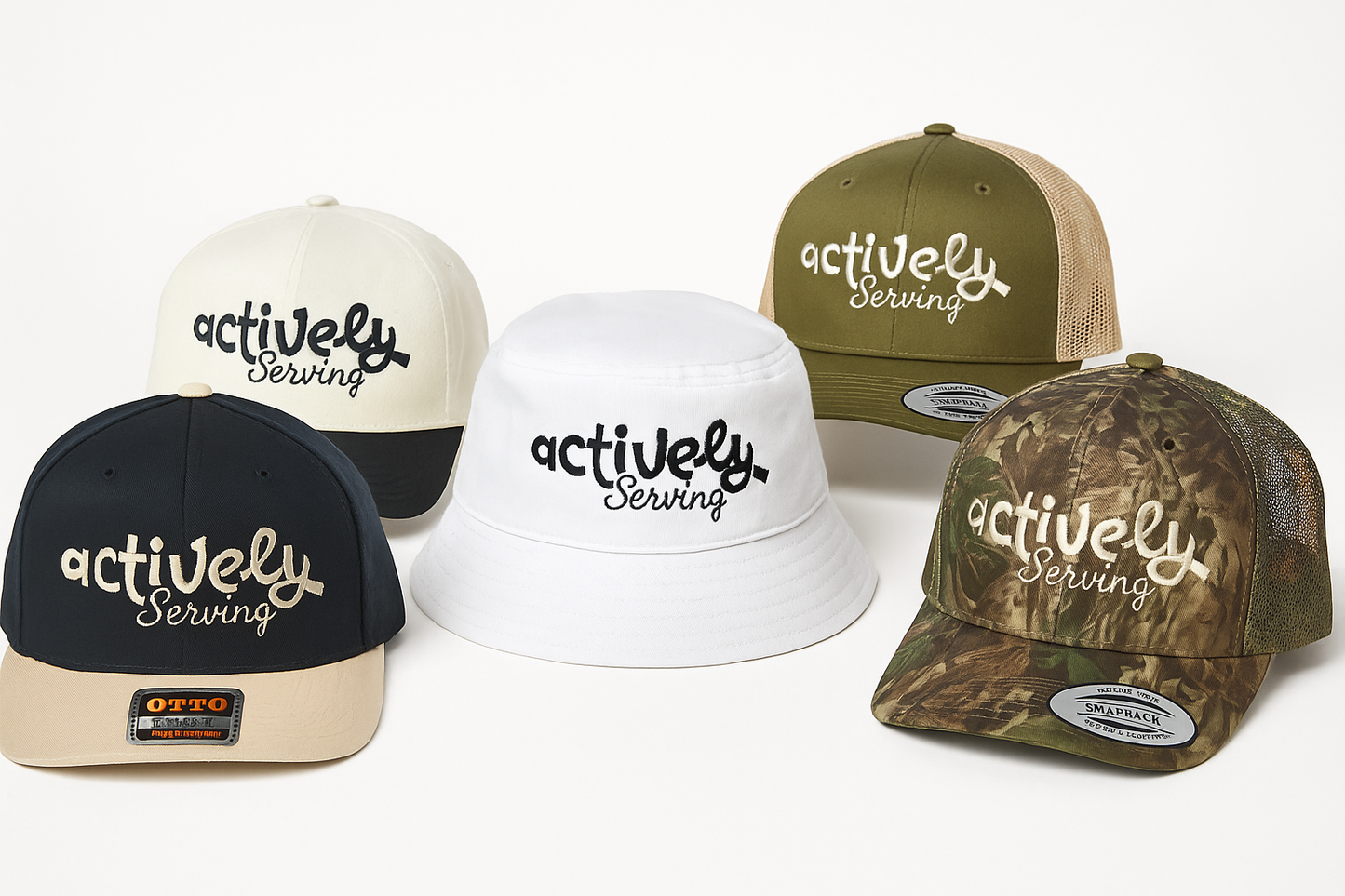 Actively Serving Embroidered Hats Collection