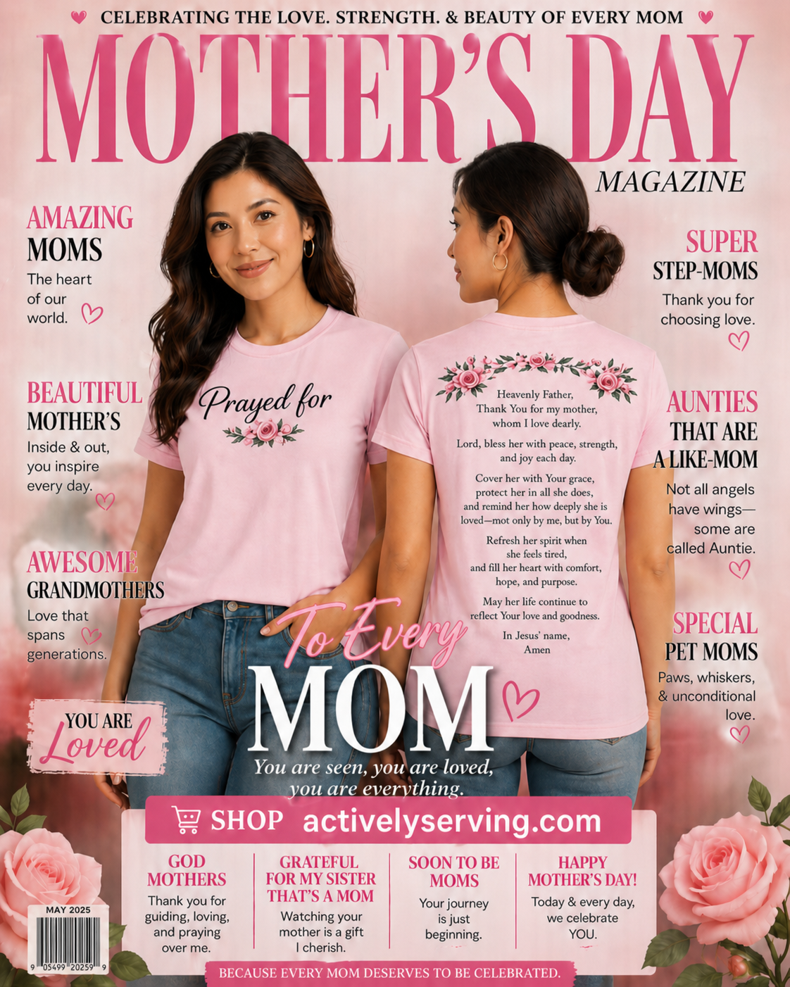 Mom Tee - Celebrate the women who love, nurture, guide, and pour into others every single day with our beautifully designed “Prayed For” tee