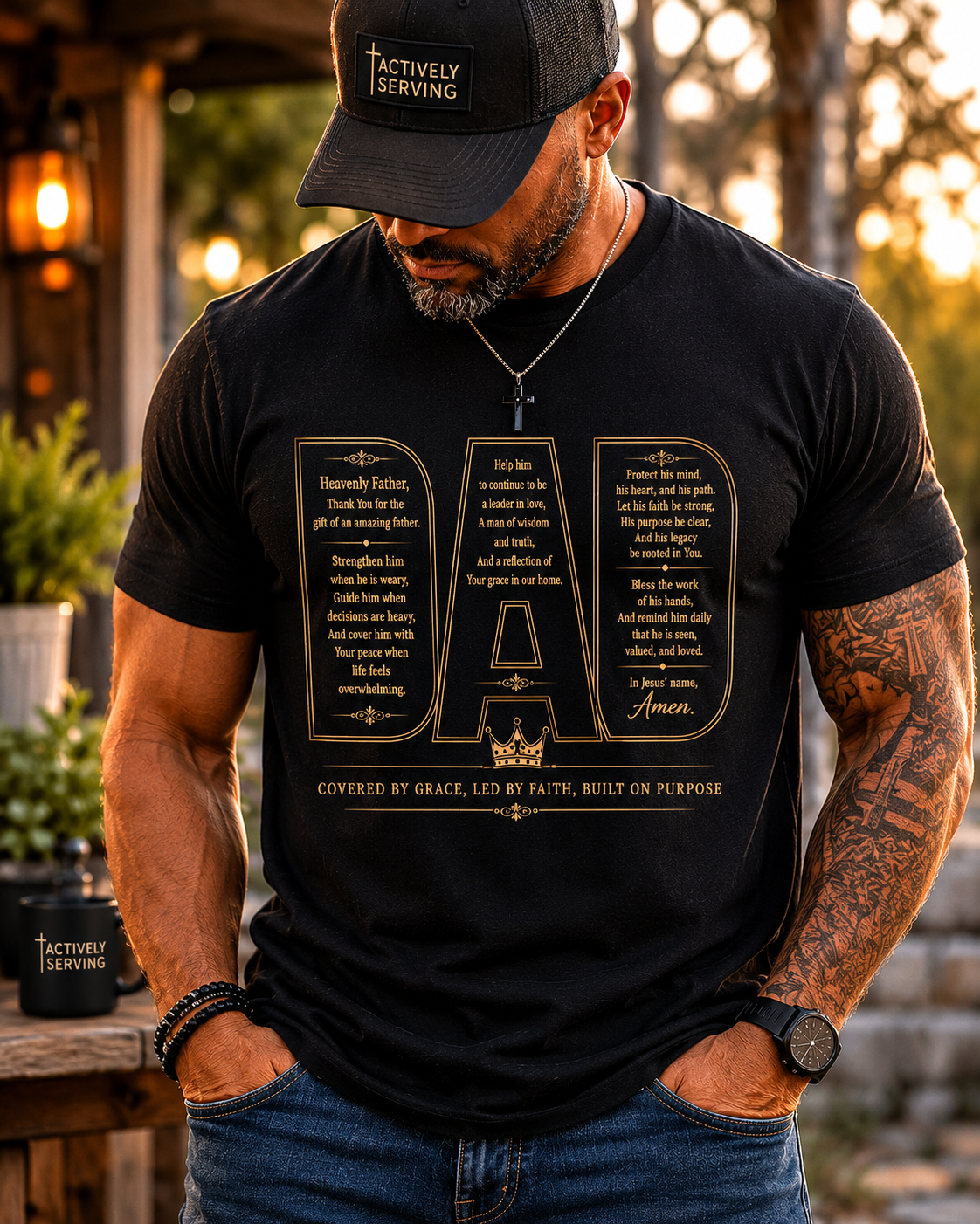 Dad Tee - Celebrate the men who lead with strength, love, wisdom, and faith. 🤎
