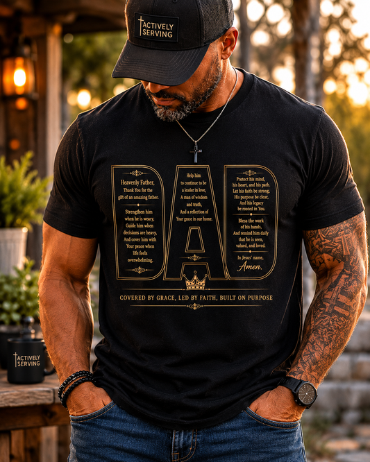 Dad Tee - Celebrate the men who lead with strength, love, wisdom, and faith. 🤎