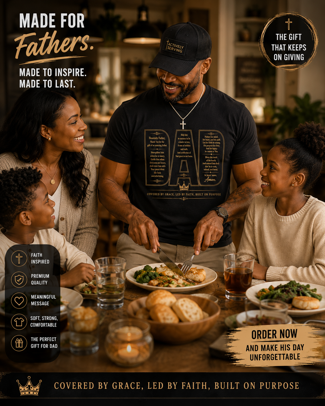 Dad Tee - Celebrate the men who lead with strength, love, wisdom, and faith. 🤎