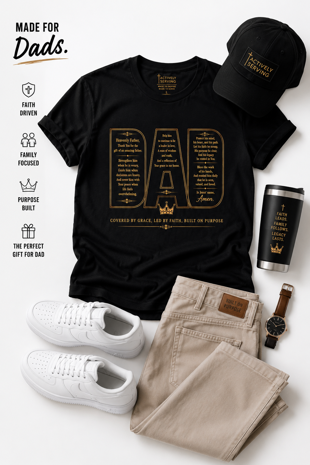 Dad Tee - Celebrate the men who lead with strength, love, wisdom, and faith. 🤎