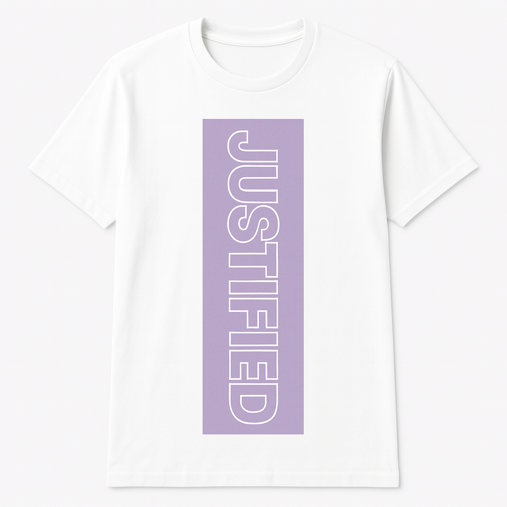 Justified by Christ Tee: Standing Bold. Living Faithfully.